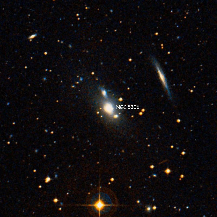 DSS image of region near elliptical galaxy NGC 5306, a member of Hickson Compact Group 67