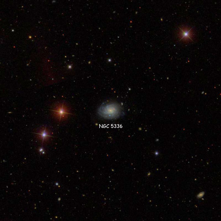 SDSS image of region near spiral galaxy NGC 5336