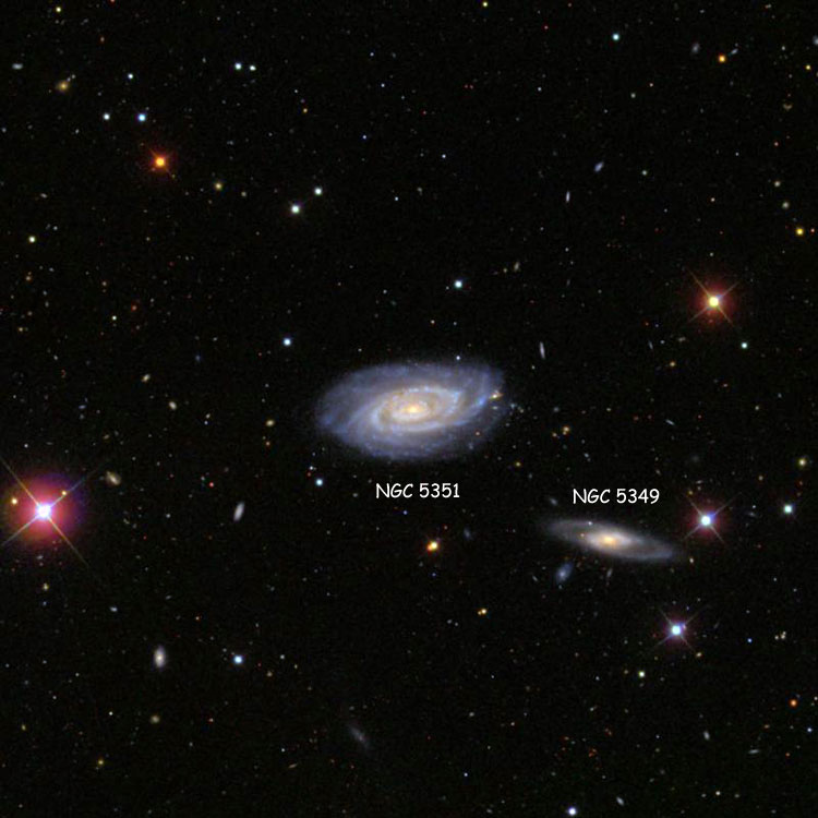 SDSS image of region near spiral galaxy NGC 5351
