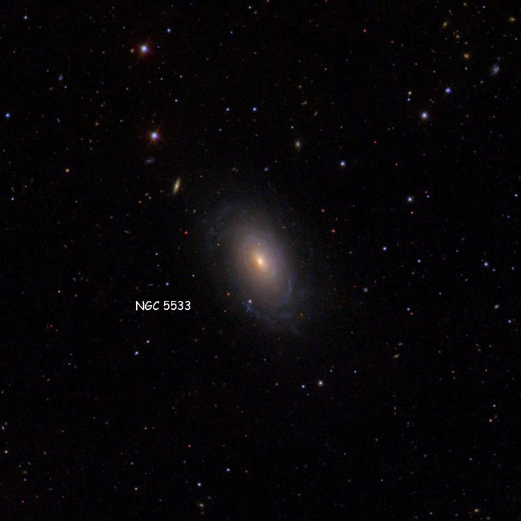 SDSS image of region near spiral galaxy NGC 5533