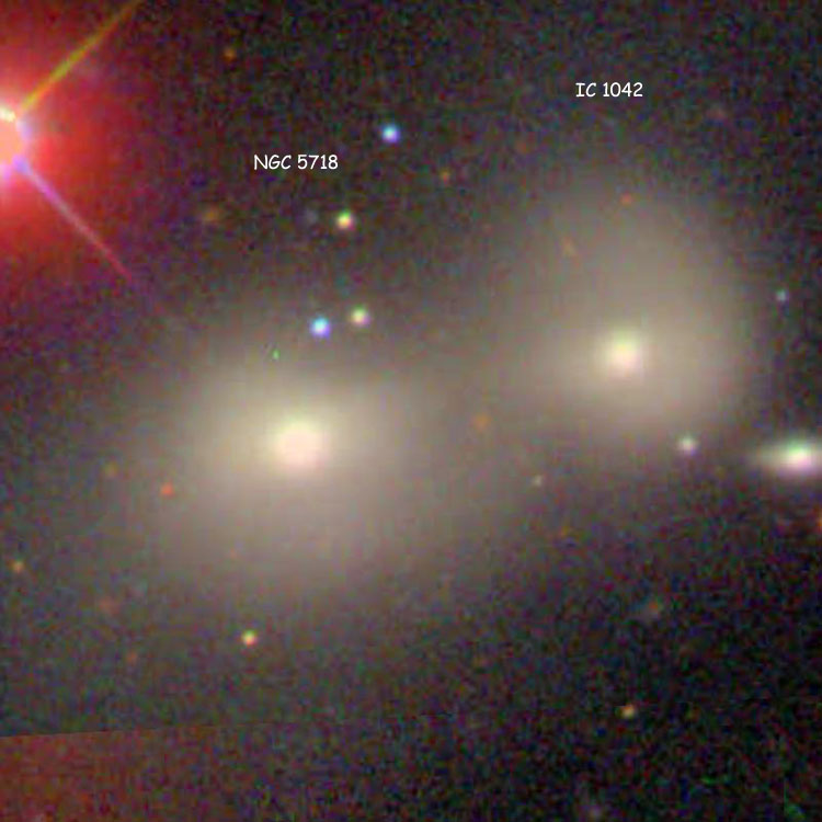 SDSS image of lenticular galaxies NGC 5718 and IC 1042, which comprise Arp 171
