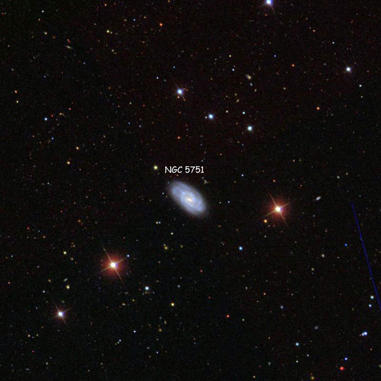 SDSS image of region near spiral galaxy NGC 5751