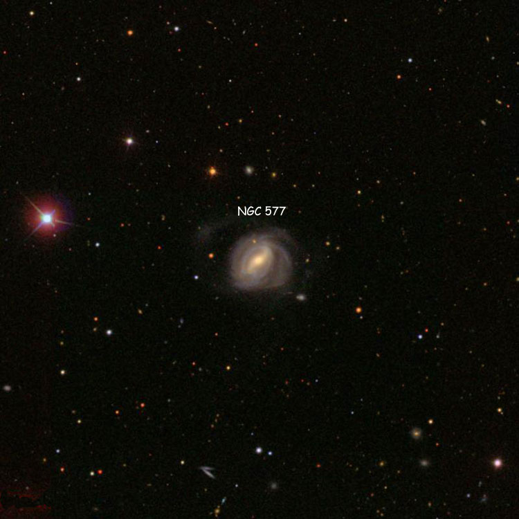 SDSS image of region near spiral galaxy NGC 577