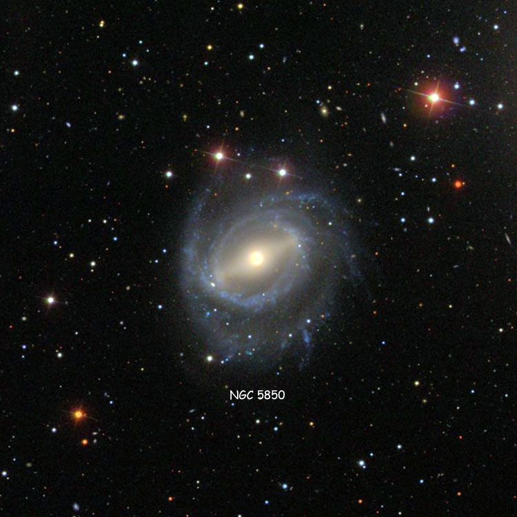 SDSS image of region near spiral galaxy NGC 5850