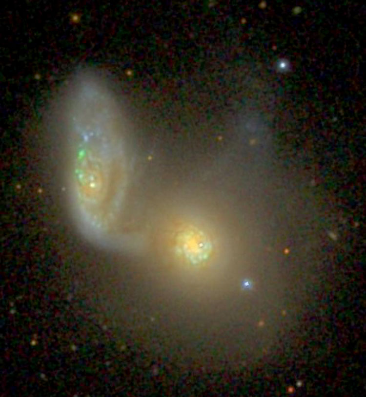 SDSS image of spiral galaxy NGC 5953 and spiral galaxy NGC 5954, also known as Arp 91