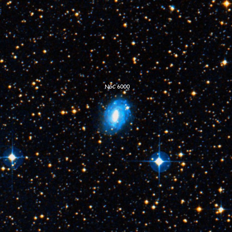 DSS image of region near spiral galaxy NGC 6000