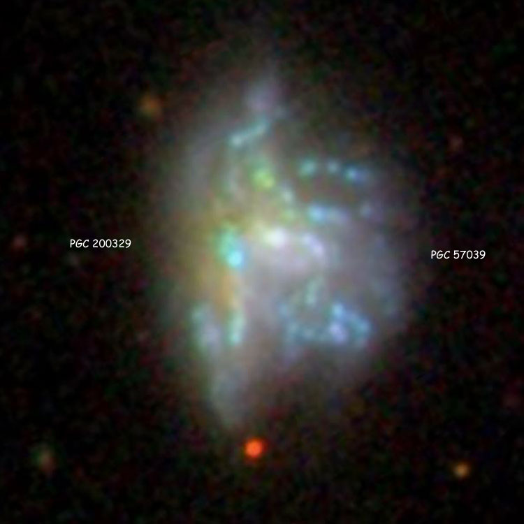 SDSS image of colliding spiral galaxy pair NGC 6052, also known as Arp 209