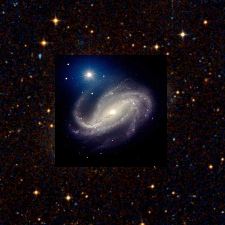 ESO image of spiral galaxy NGC 613 overlaid on a DSS image of the surrounding region