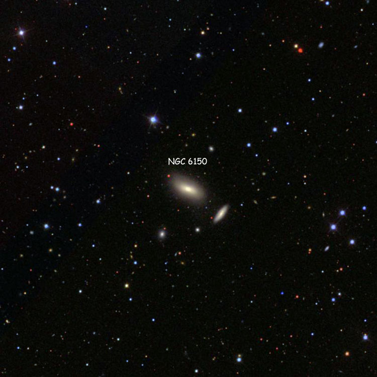 SDSS image of region near elliptical galaxy NGC 6150