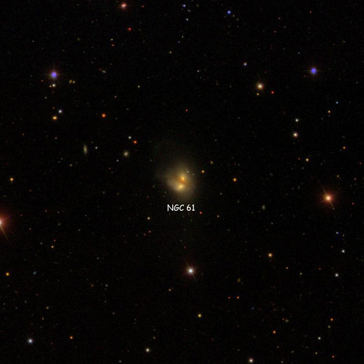 SDSS image of region near PGC 1083 and PGC 1085, the pair of lenticular galaxies that comprise NGC 61