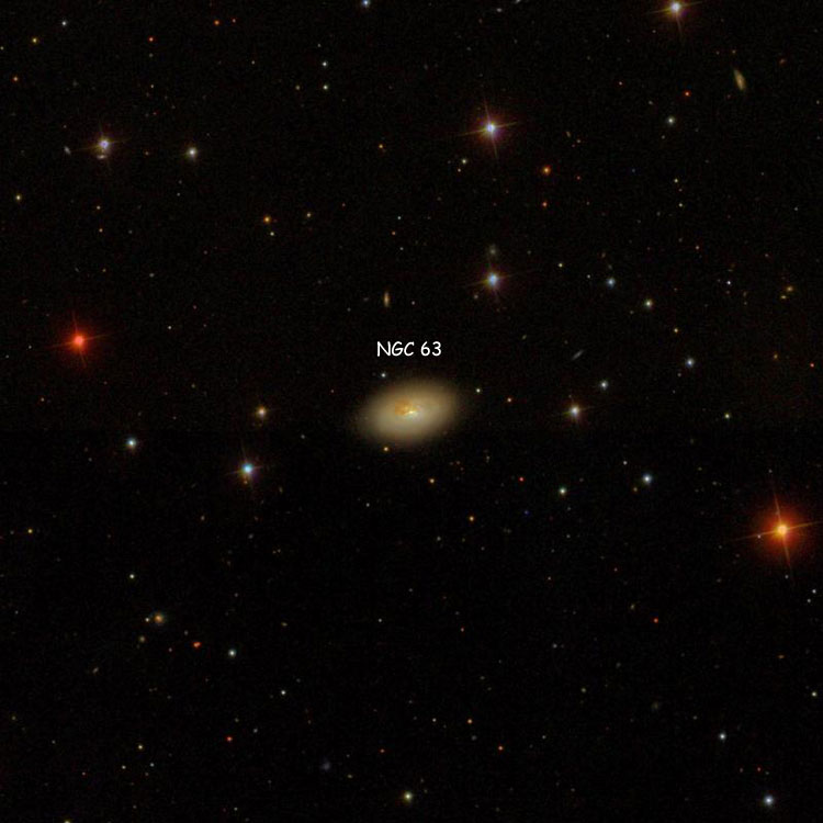 SDSS image of region near spiral galaxy NGC 63