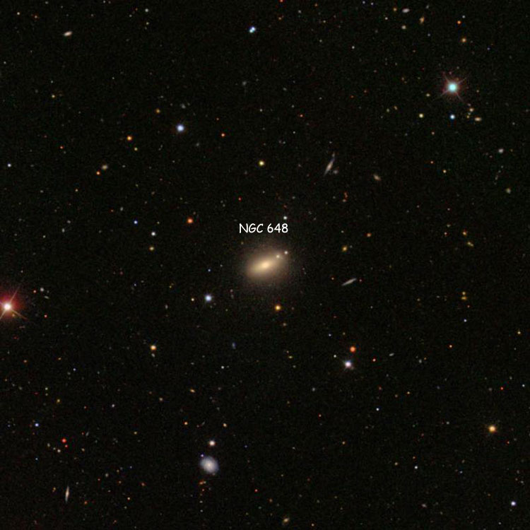 SDSS image of region near lenticular galaxy NGC 648