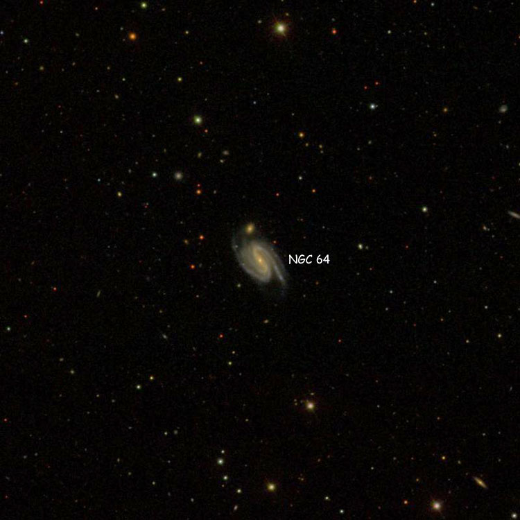 SDSS image of region near spiral galaxy NGC 64