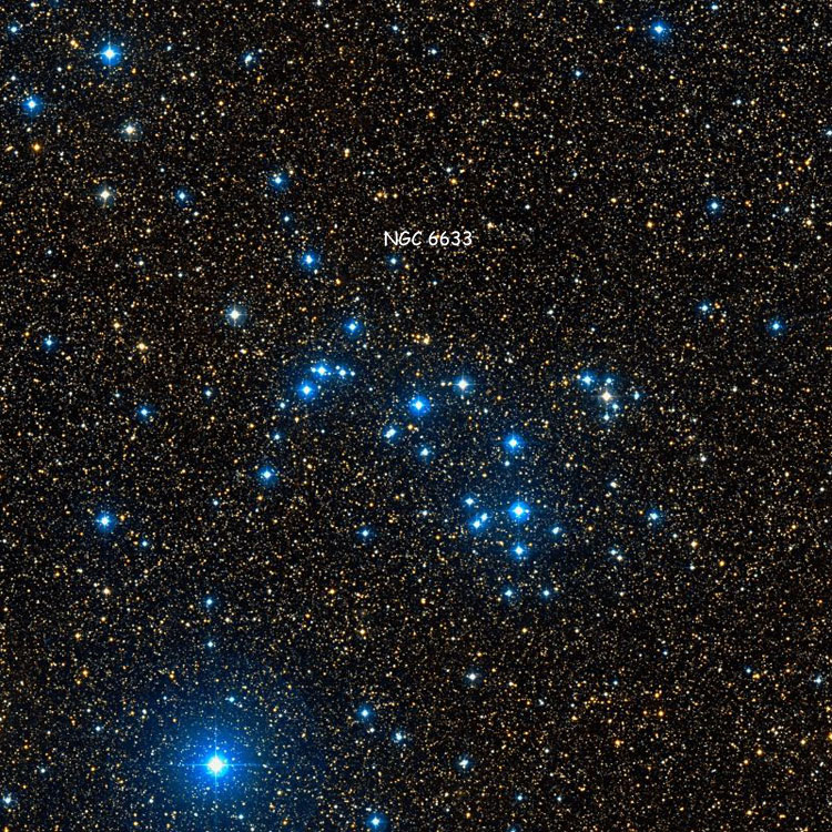 DSS image of region near open cluster NGC 6633