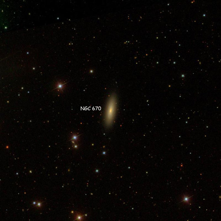 SDSS image of region near lenticular galaxy NGC 670