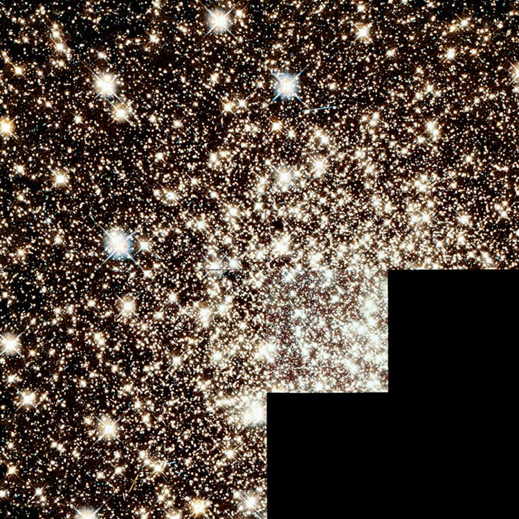 HST image of part of central condensation of globular cluster NGC 6712