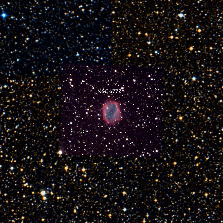Superposition of an NOAO image of planetary nebula NGC 6772 on a DSS background