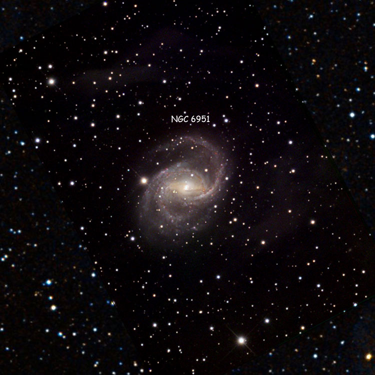 NOAO image of region near spiral galaxy NGC 6951, superimposed on a DSS background to show areas otherwise not covered