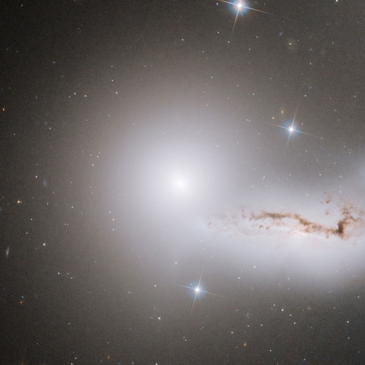 HST image of elliptical galaxy NGC 7176, a member of Hickson Compact Group 90, also showing part of NGC 7174