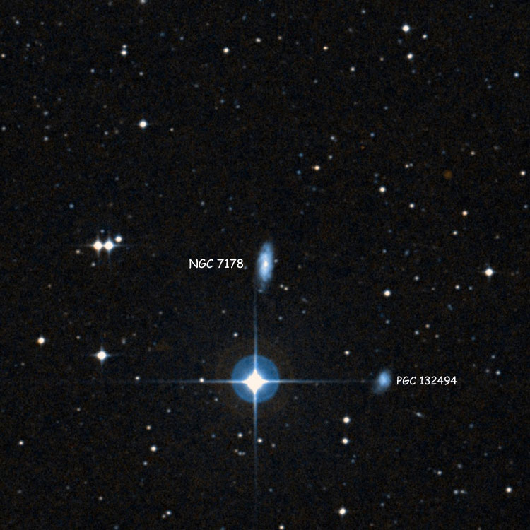 DSS image of region near NGC 7178, also showing irregular galaxy PGC 132494