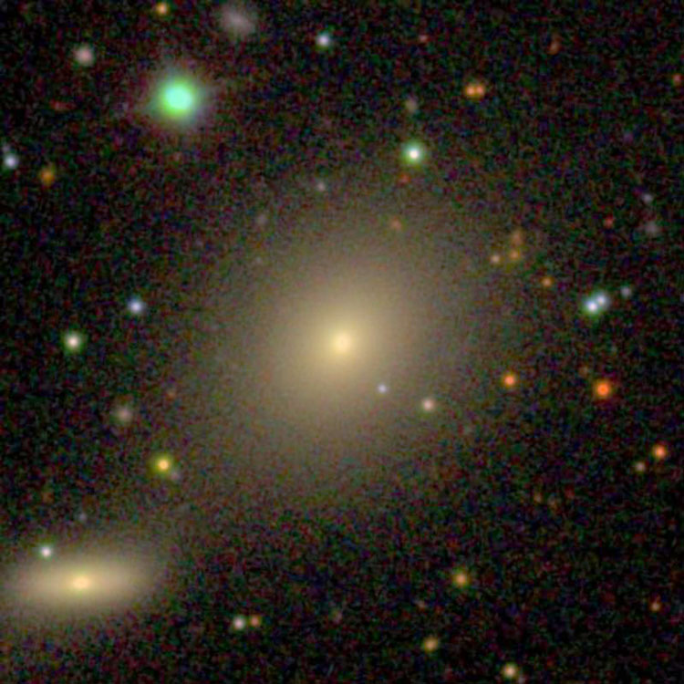 SDSS image of lenticular galaxy NGC 7206, also showing NGC 7207