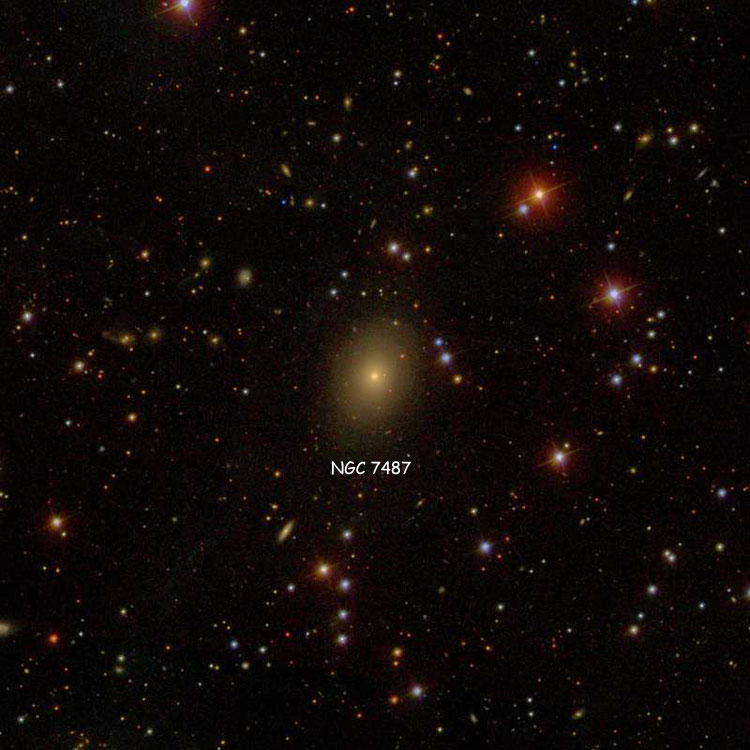 SDSS image of region near lenticular galaxy NGC 7487, which is also NGC 7210