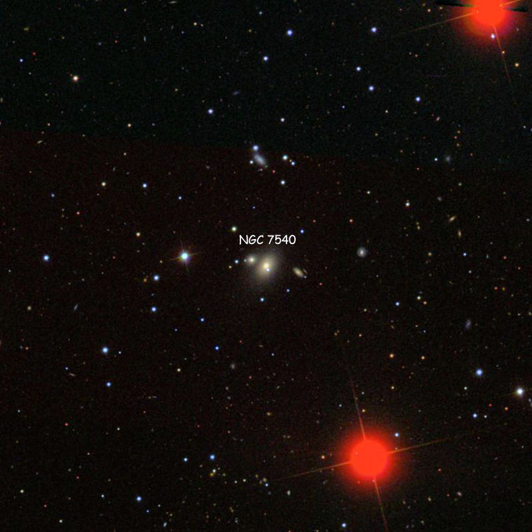 SDSS image of region near elliptical galaxy NGC 7540