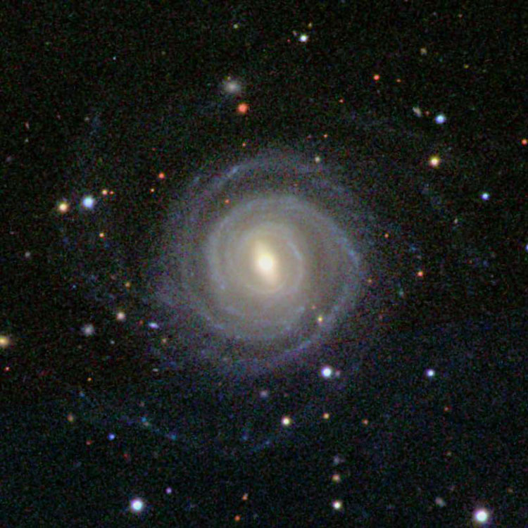 SDSS image of spiral galaxy NGC 765, digitally enhanced to show off its extended arms