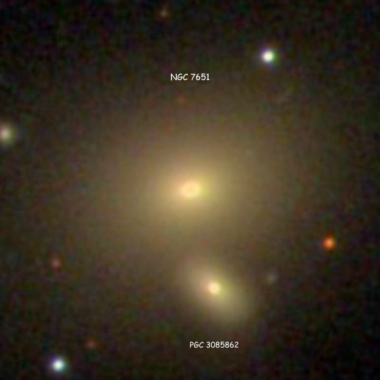 SDSS image of NGC 7651 and its probable companion, PGC 3085862