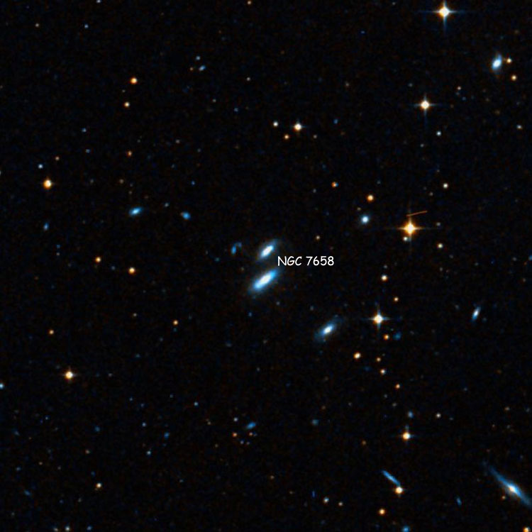 DSS image of region near lenticular galaxies PGC 71432 and PGC 71433, which comprise NGC 7658