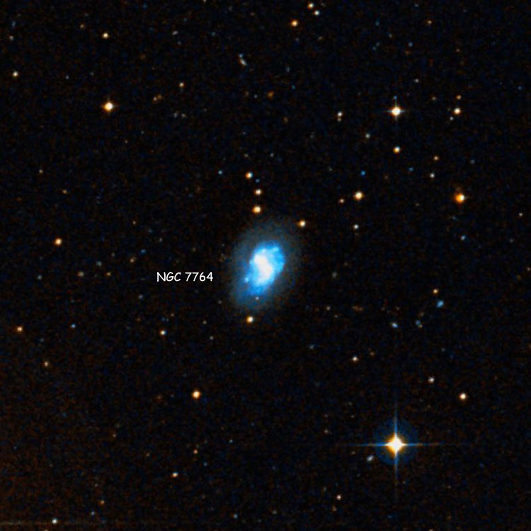 DSS image of region near peculiar spiral galaxy NGC 7764