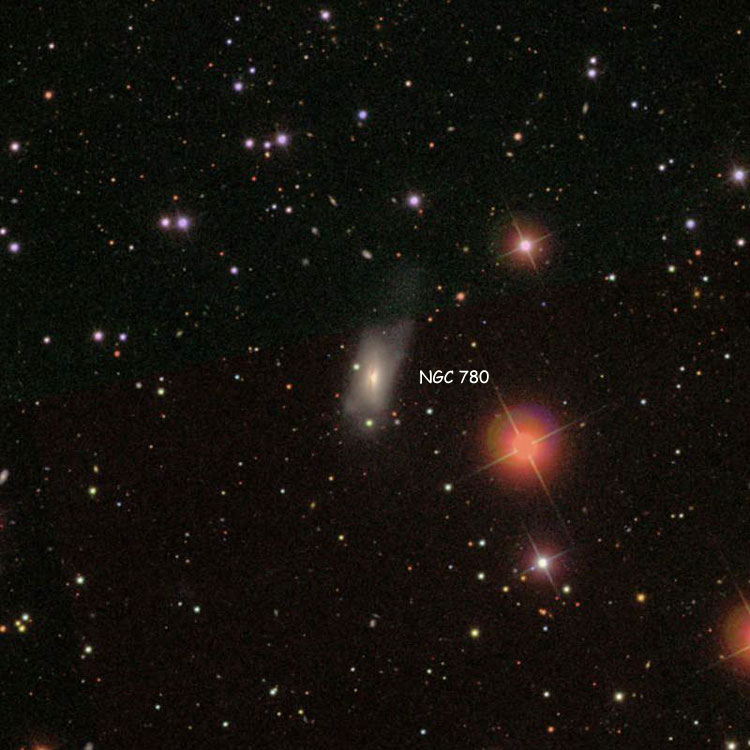 SDSS image of region near spiral galaxy NGC 780