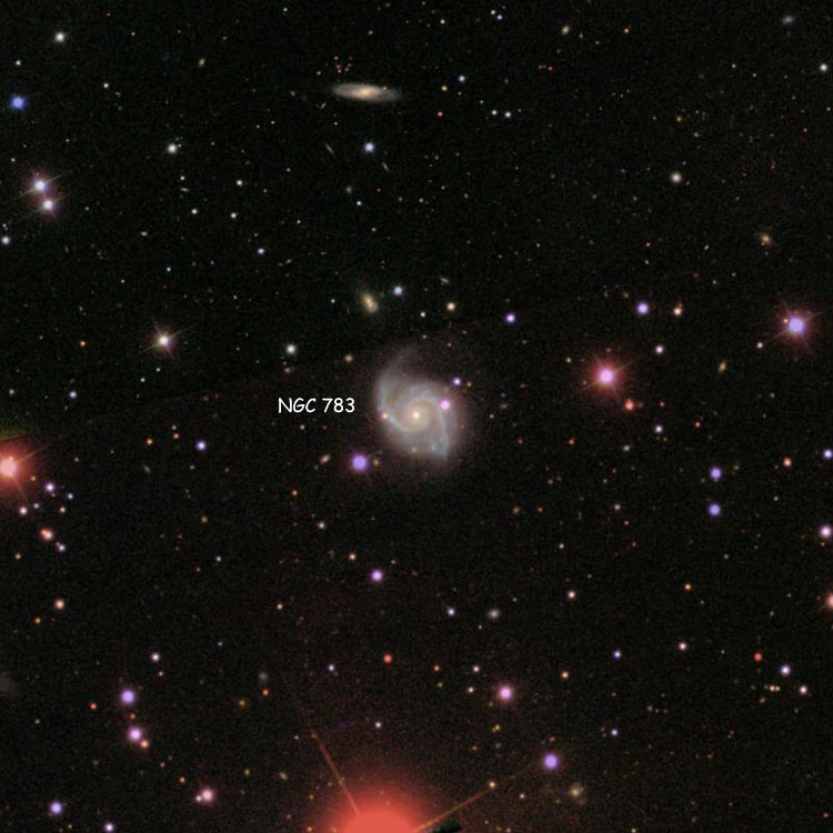 SDSS image of region near spiral galaxy NGC 783