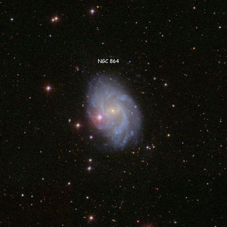 SDSS image of region near spiral galaxy NGC 864