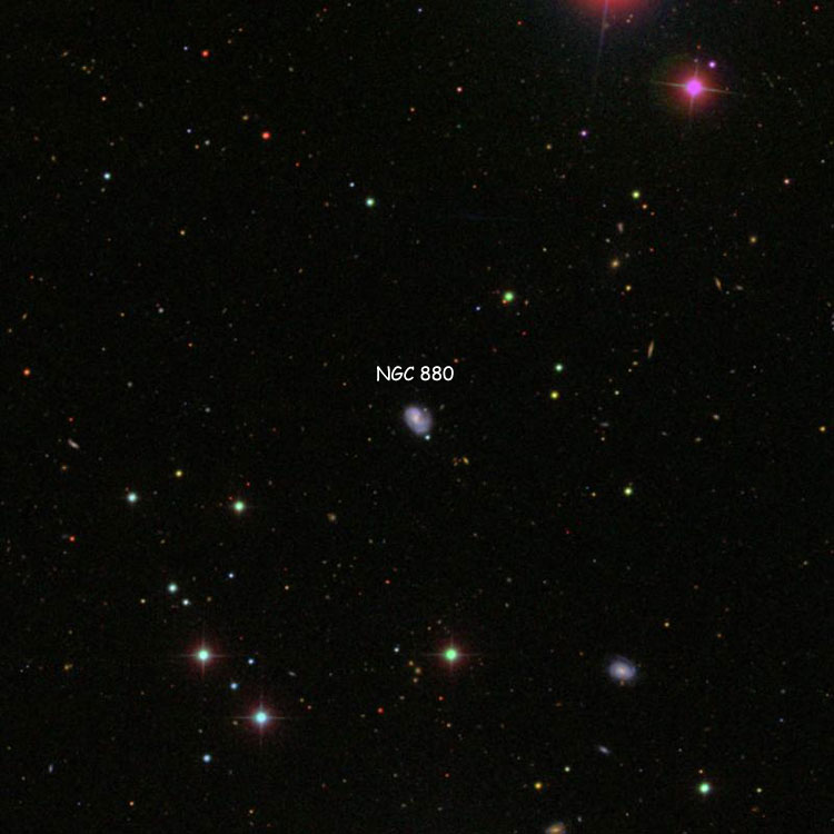SDSS image of region near spiral galaxy NGC 880