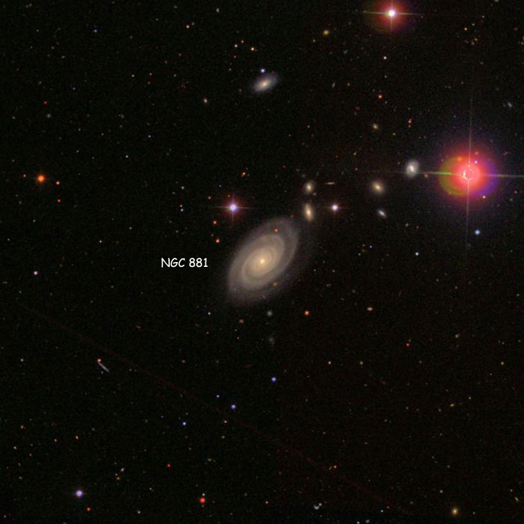 SDSS image of region near spiral galaxy NGC 881