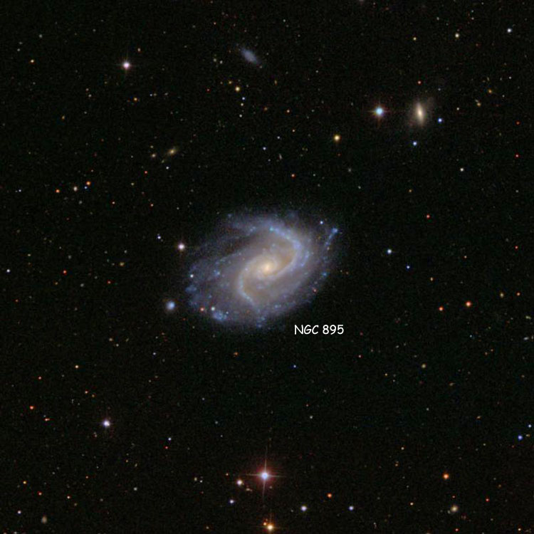 SDSS image of region near spiral galaxy NGC 895