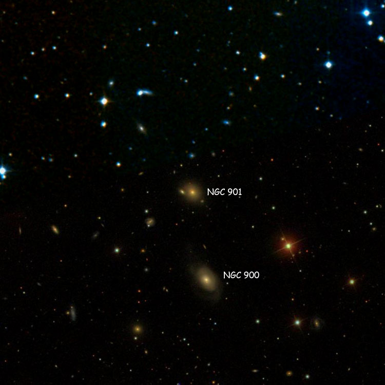 SDSS image of region near lenticular galaxy NGC 901, also showing NGC 900