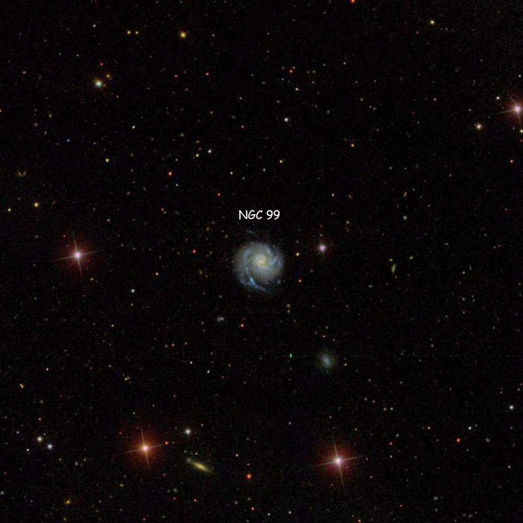 SDSS image of region near spiral galaxy NGC 99