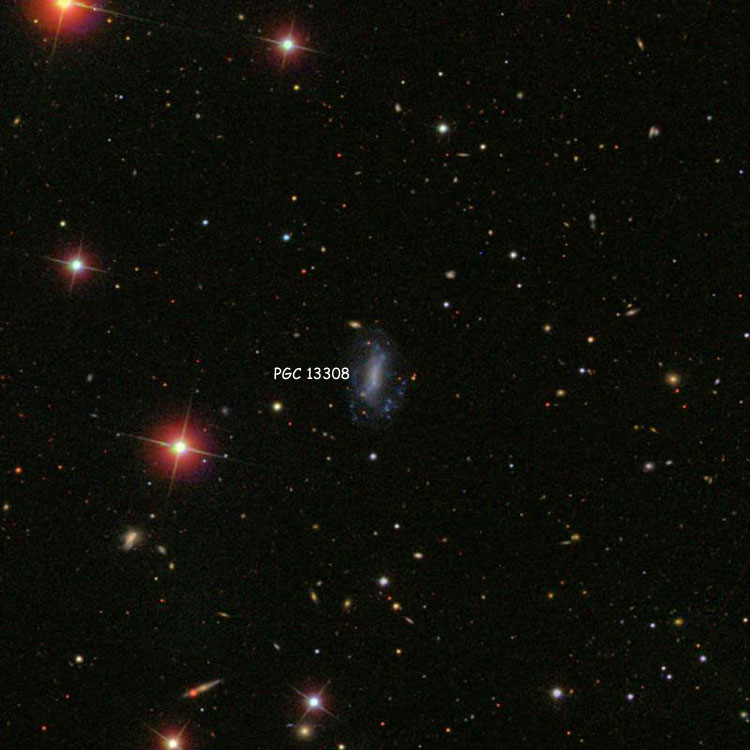 SDSS image of region near spiral galaxy PGC 13308, sometimes (mis?)identified as IC 337