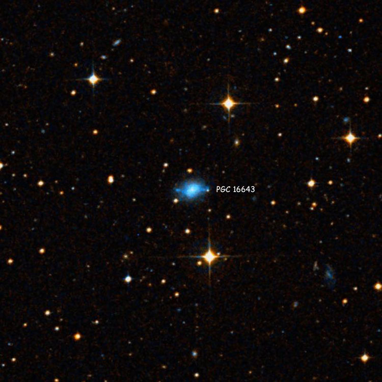 DSS image of region near peculiar spiral galaxy PGC 16643