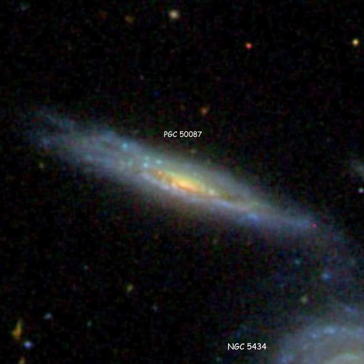SDSS image of spiral galaxy PGC 50087, also showing part of NGC 5434