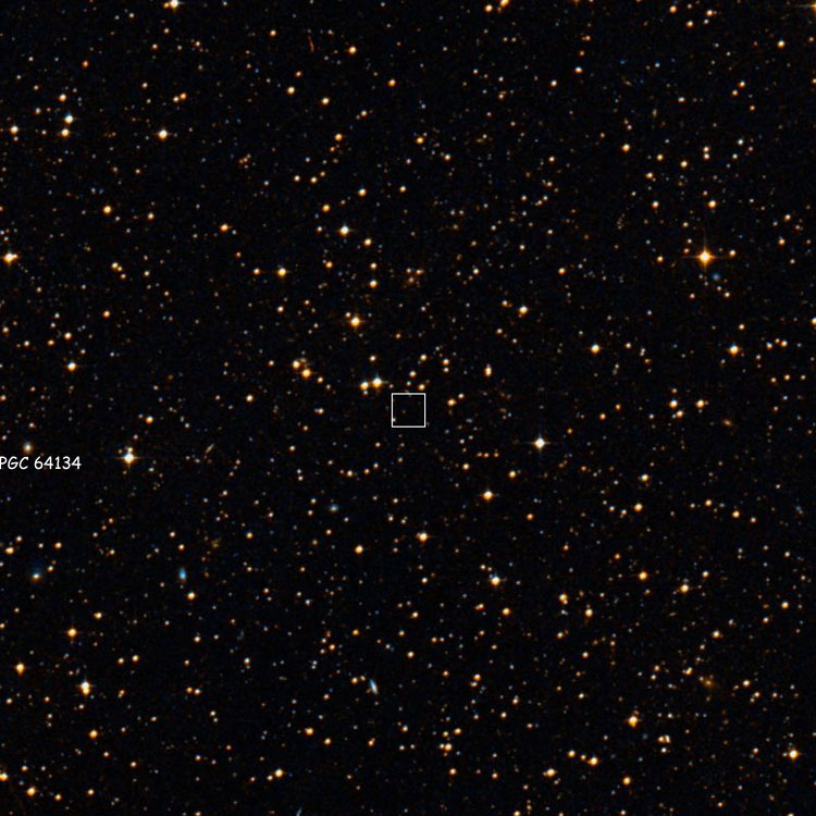 DSS image centered on Stewart's position for his apparently nonexistent 'IC 4948', also showing compact galaxy PGC 64134, which is sometimes misidentified as IC 4948