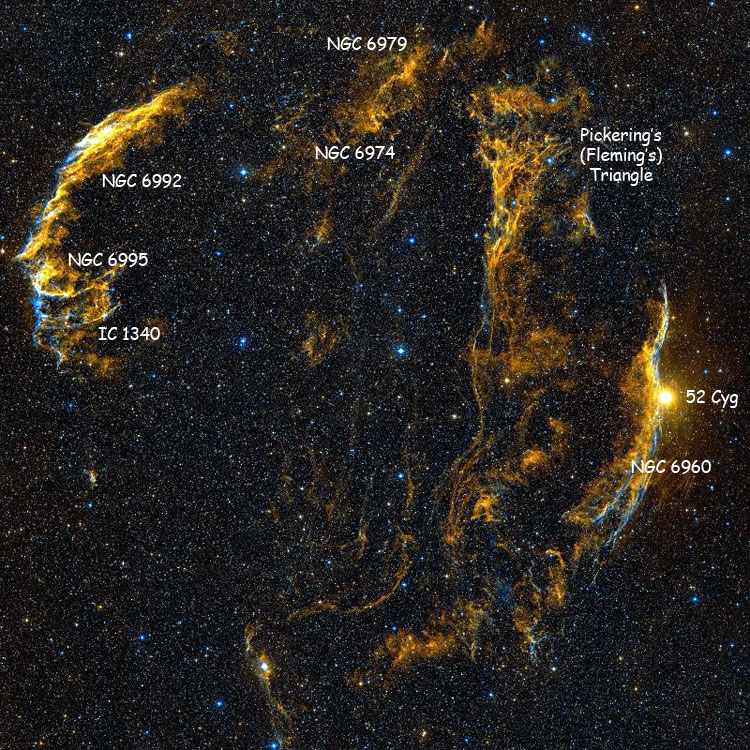 Labeled DSS image of Veil Nebula