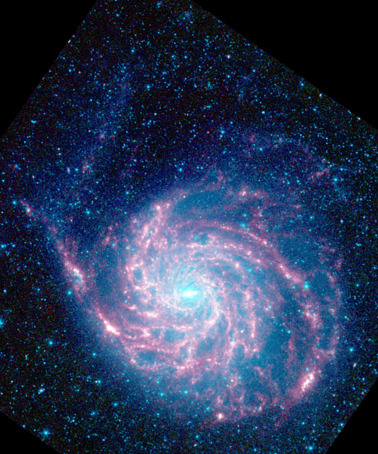 Spitzer infrared image of spiral galaxy NGC 5457, also known as M101 and Arp 26