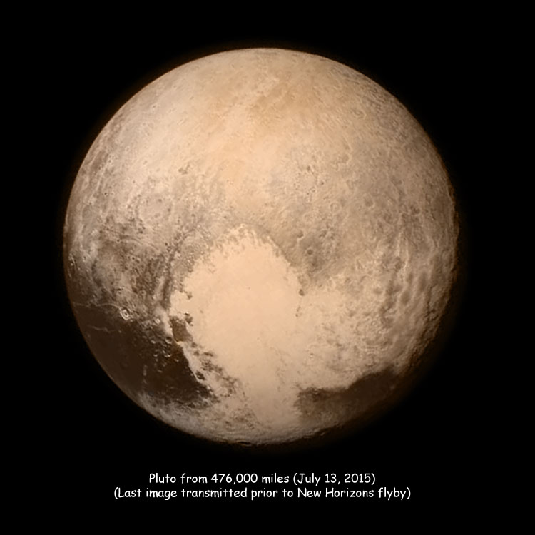 The last image transmitted by the New Horizons spacecraft prior to its July 14, 2015 flyby of Pluto
