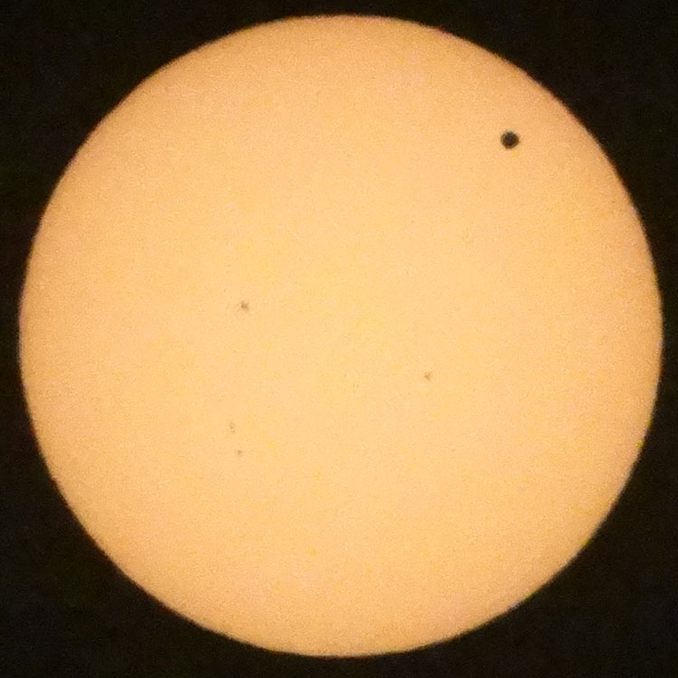 Venus in front of the solar disk about 4:13 pm PDT on June 5, 2012