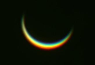 An image of Venus showing prismatic dispersion
