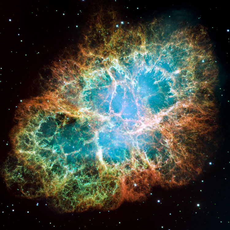 HST false-color image of supernova remnant NGC 1952, also known as M1, the Crab Nebula