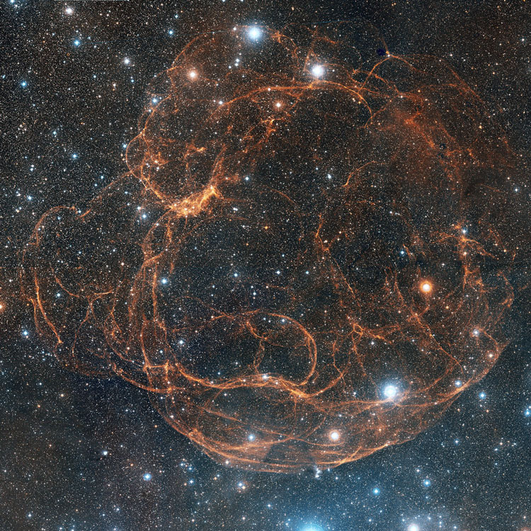 DSS image of Simeis 147, a supernova remnant in Taurus